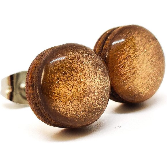 Stud Earrings Set, Shimmer, 10 mm, Round Studs for Women Girls Men,Handmade, Sta - Picture 3 of 9